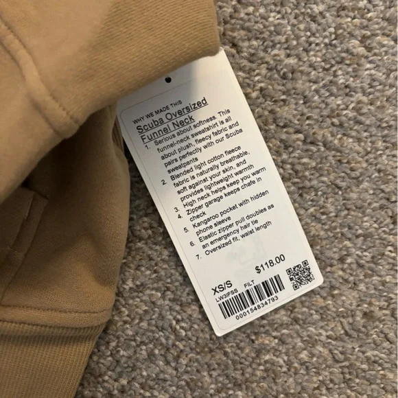 Lululemon Scuba Oversized Funnel-Neck Half Zip - Filbert Tan - Picture 5 of 6